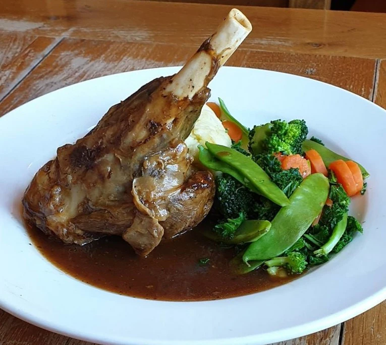 Lamb shank and vegetables at the Antelope